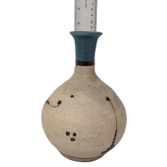 Handcrafted Ceramic Vase with Blue Floral Design - Picture 10 of 13